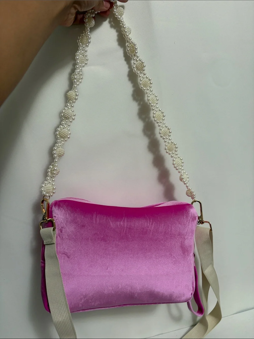 Valentino Large Velvet Pouch with straps
